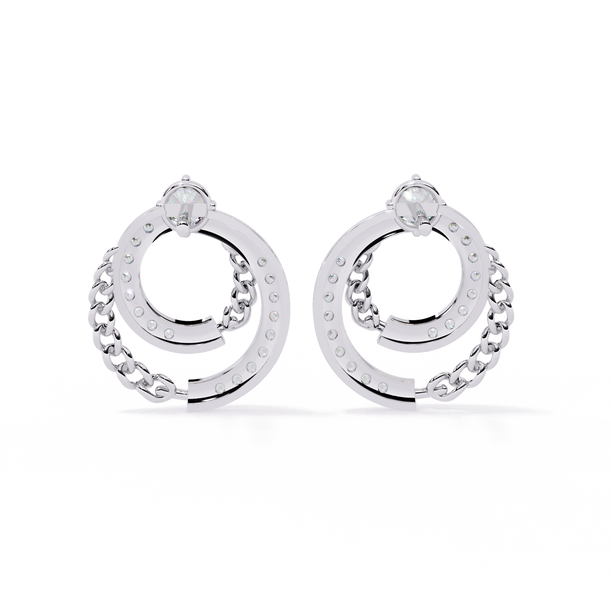 Radiant Loop Diamond Earrings White Gold