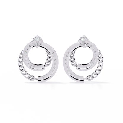 Radiant Loop Diamond Earrings White Gold