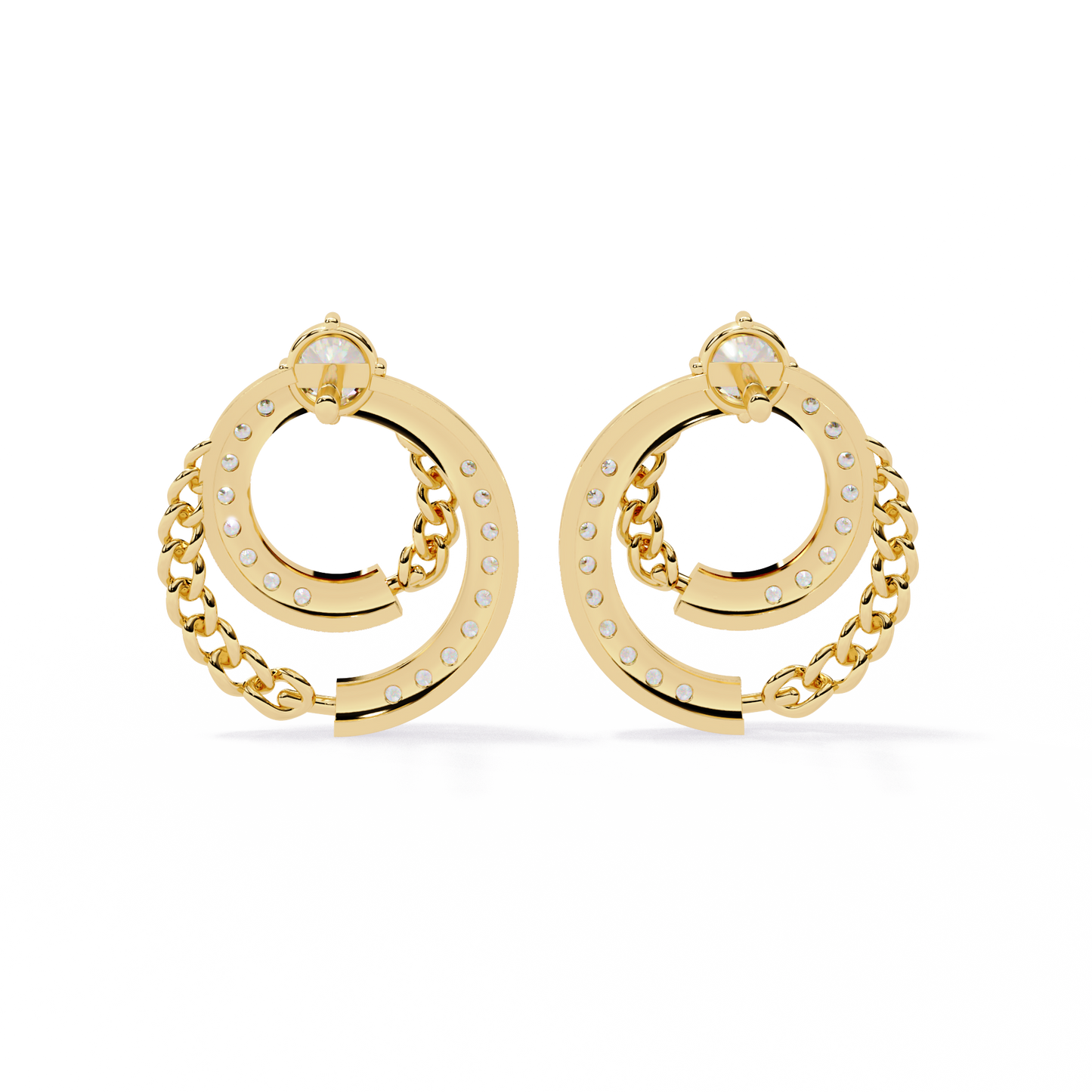 Radiant Loop Diamond Earrings Yellow Gold