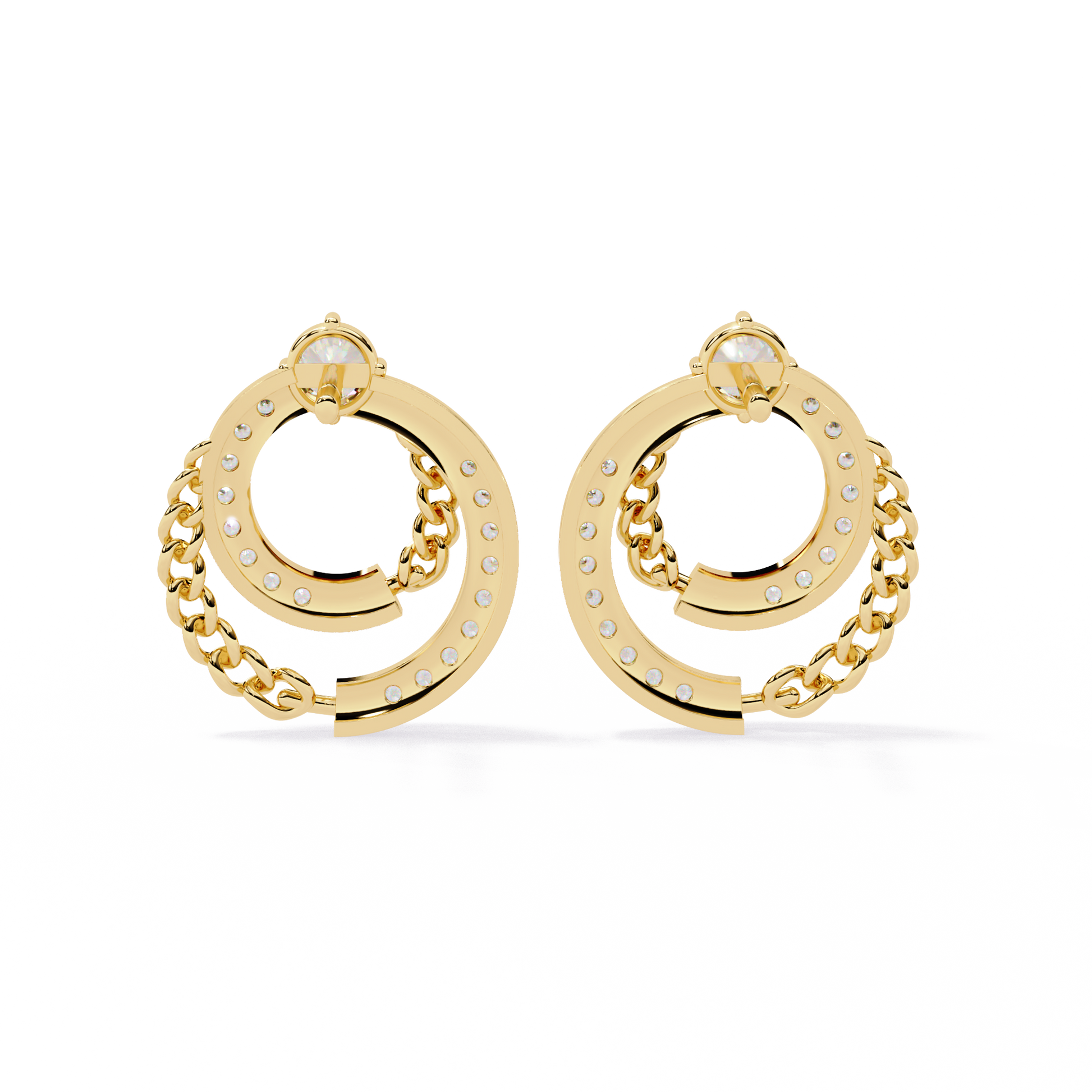 Radiant Loop Diamond Earrings Yellow Gold