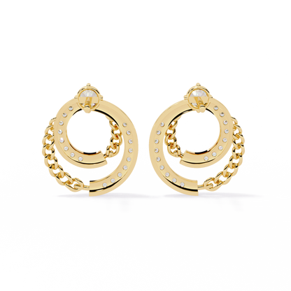 Radiant Loop Diamond Earrings Yellow Gold