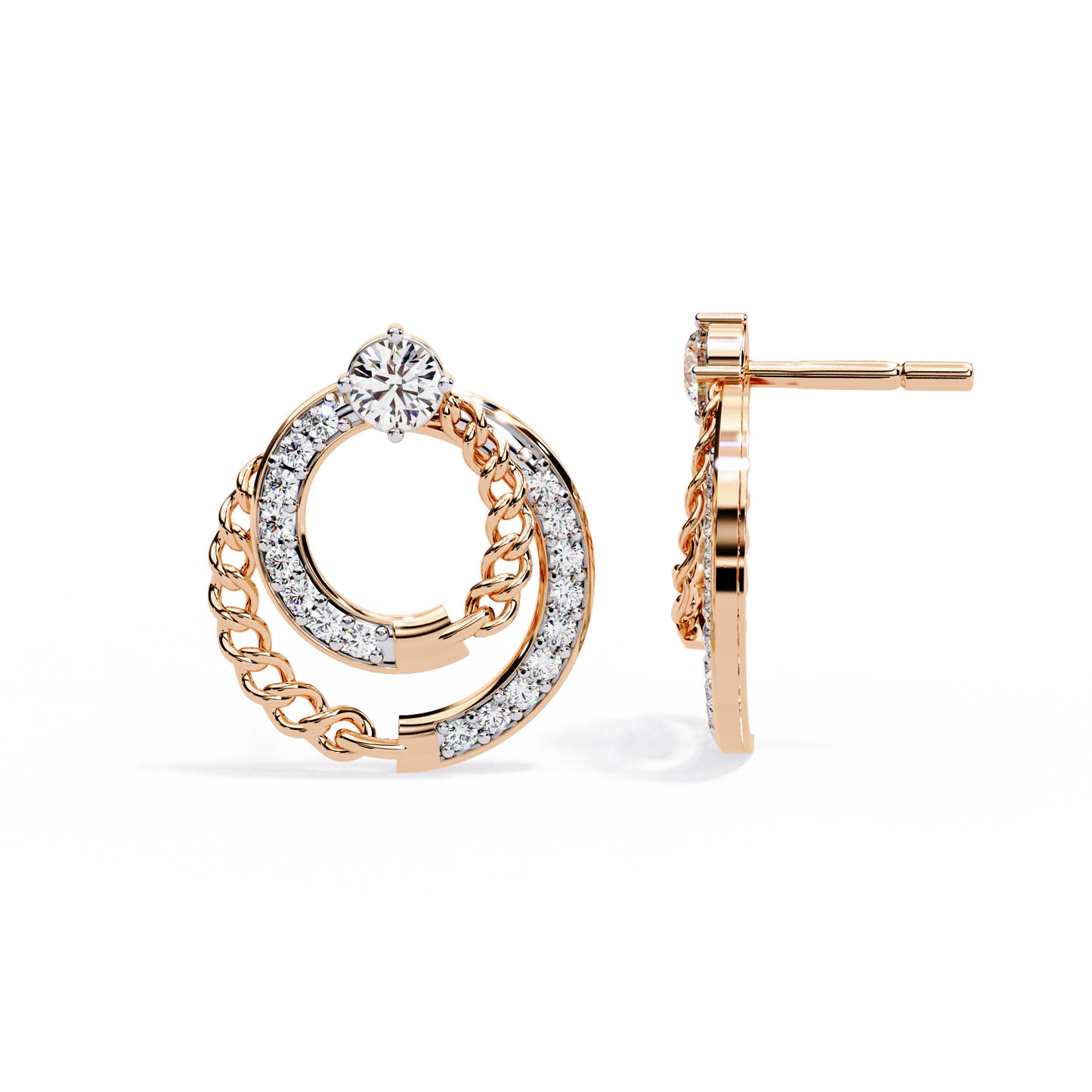 Radiant Loop Diamond Earrings Rose Gold