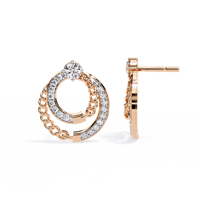 Radiant Loop Diamond Earrings Rose Gold