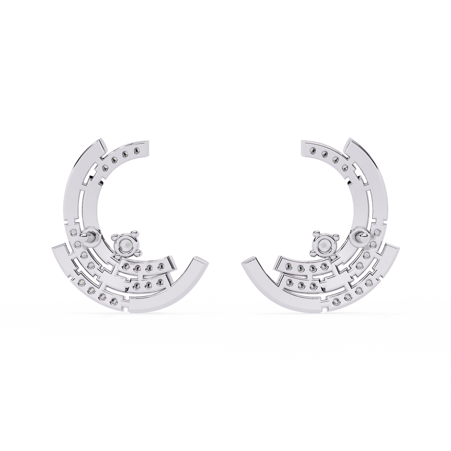 Celestial Arc Diamond Earrings White Gold