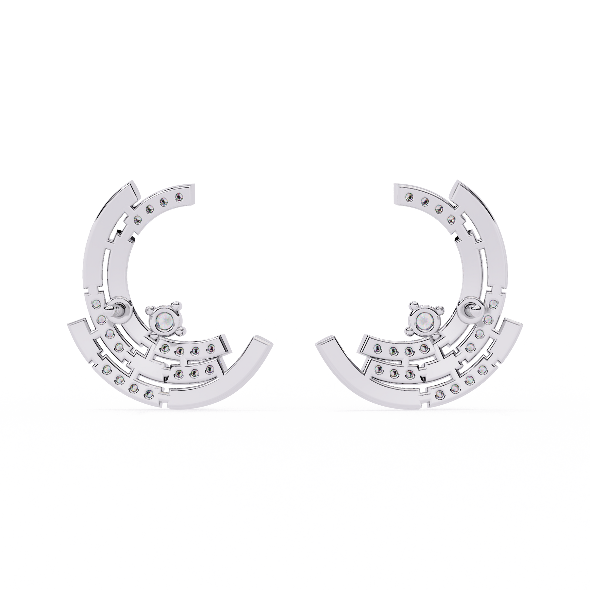 Celestial Arc Diamond Earrings White Gold