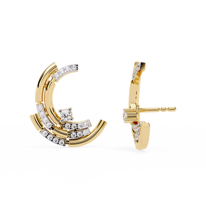 Celestial Arc Diamond Earrings Yellow Gold