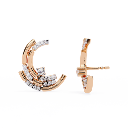 Celestial Arc Diamond Earrings Rose Gold