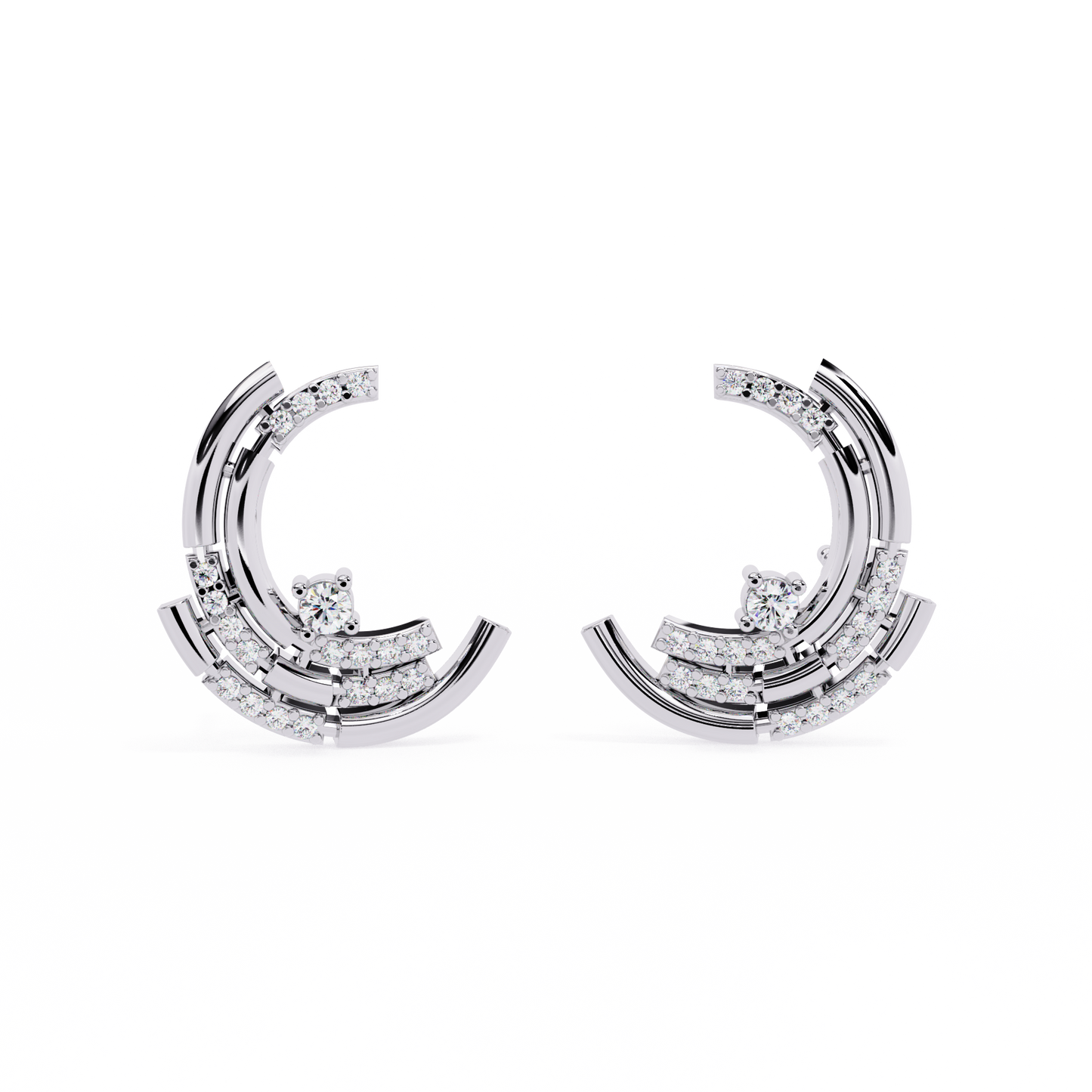 Celestial Arc Diamond Earrings White Gold
