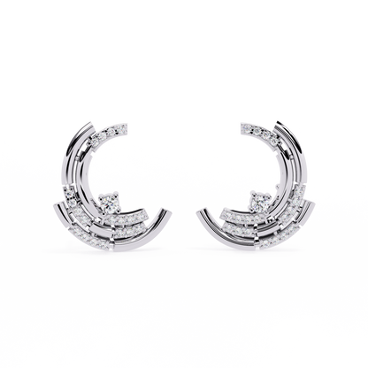Celestial Arc Diamond Earrings White Gold