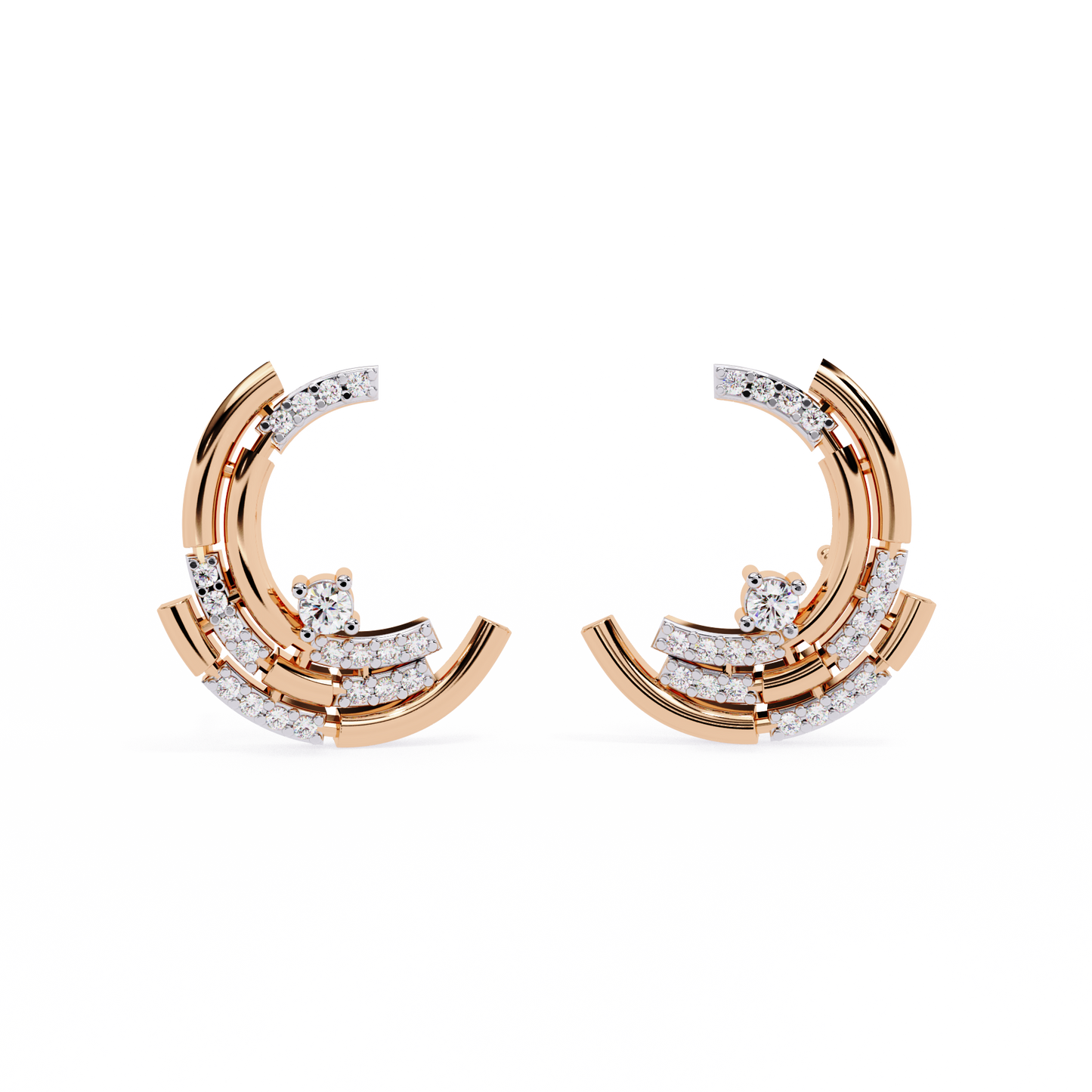 Celestial Arc Diamond Earrings Rose Gold