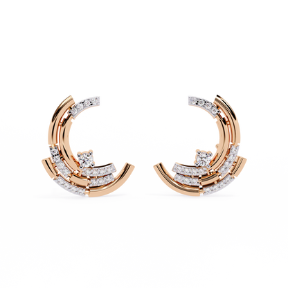 Celestial Arc Diamond Earrings Rose Gold