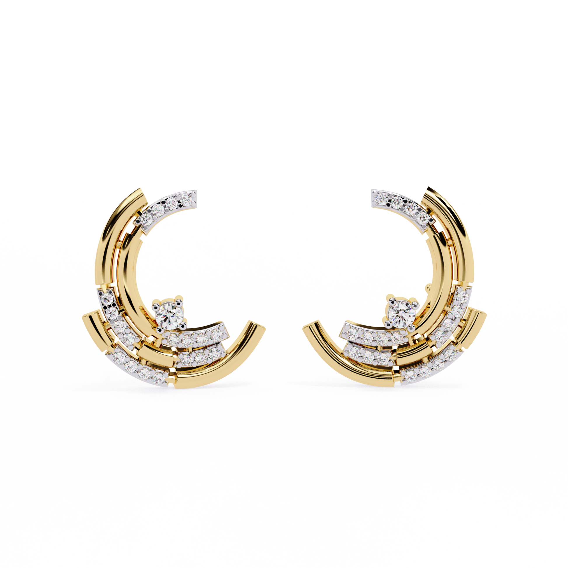 Celestial Arc Diamond Earrings Yellow Gold