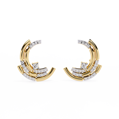 Celestial Arc Diamond Earrings Yellow Gold