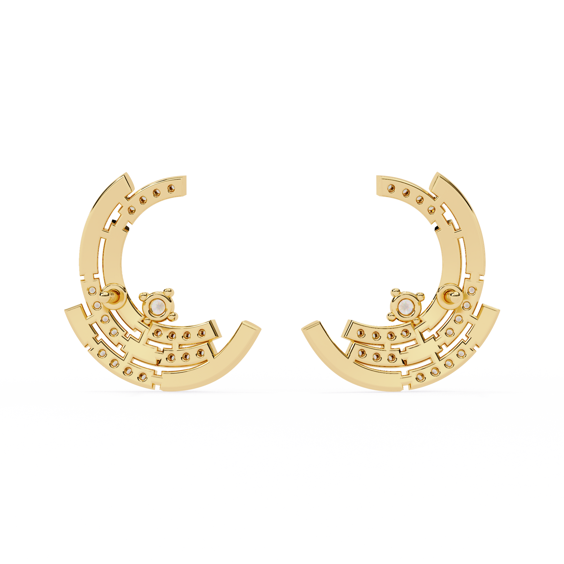 Celestial Arc Diamond Earrings Yellow Gold