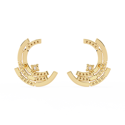 Celestial Arc Diamond Earrings Yellow Gold