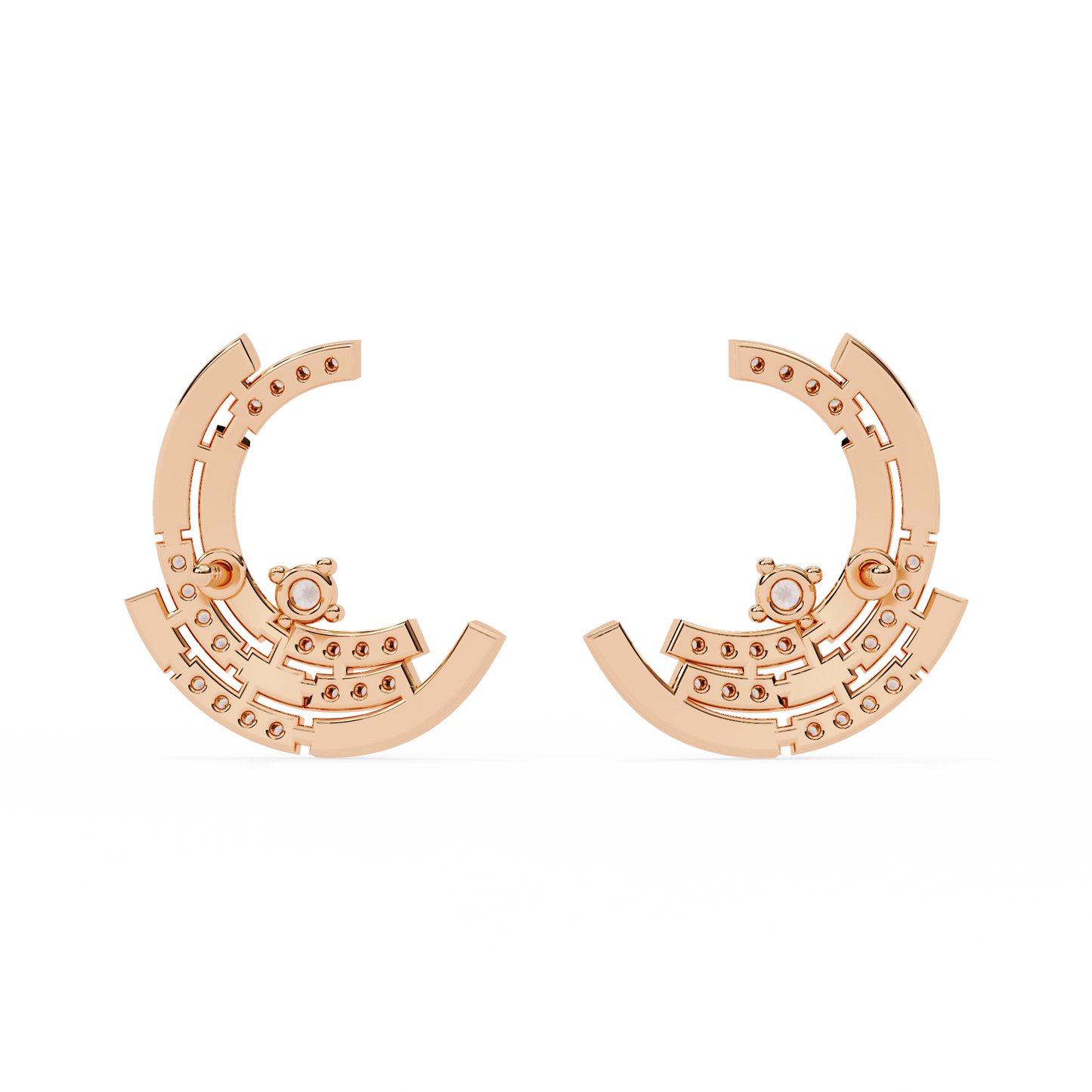 Celestial Arc Diamond Earrings Rose Gold