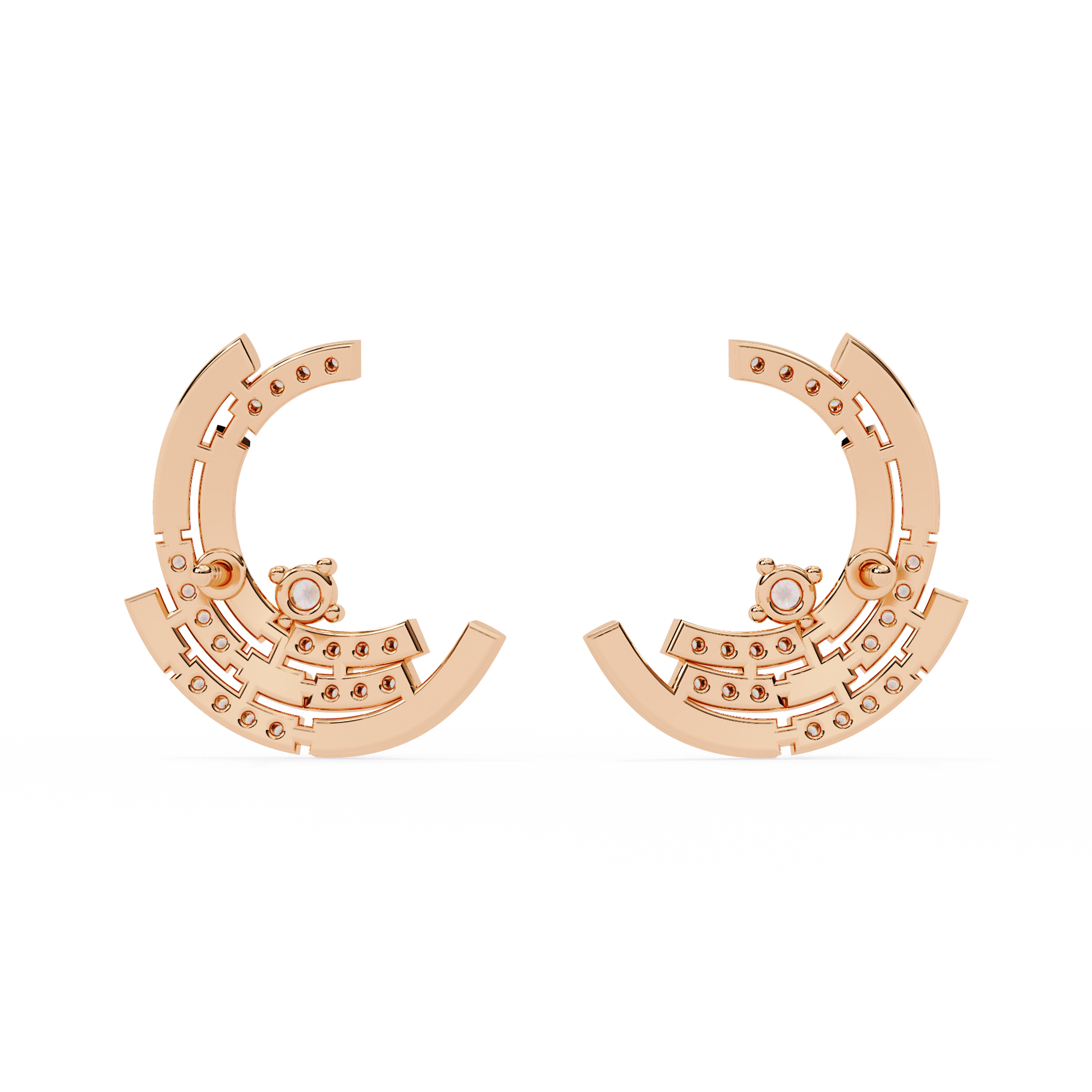 Celestial Arc Diamond Earrings Rose Gold