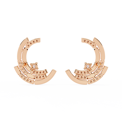 Celestial Arc Diamond Earrings Rose Gold