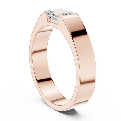 Men’s Emerald Cut Diamond Band Ring Rose Gold 