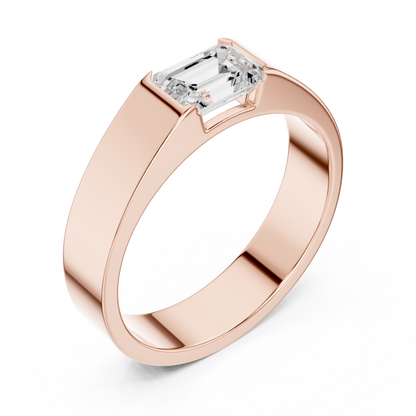 Men’s Emerald Cut Diamond Band Ring Rose Gold 