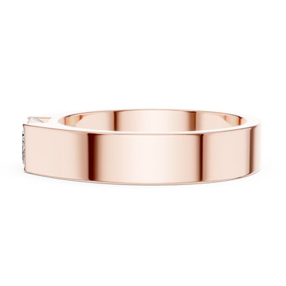 Men’s Emerald Cut Diamond Band Ring Rose Gold 