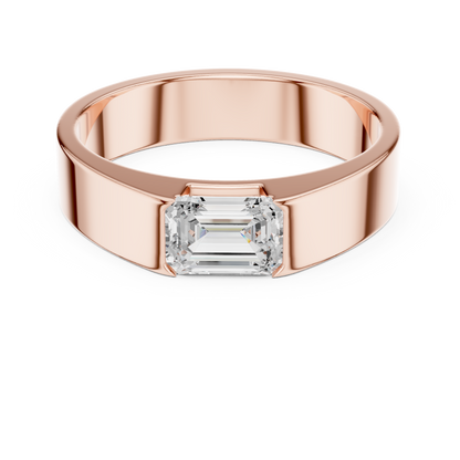Men’s Emerald Cut Diamond Band Ring Rose Gold 