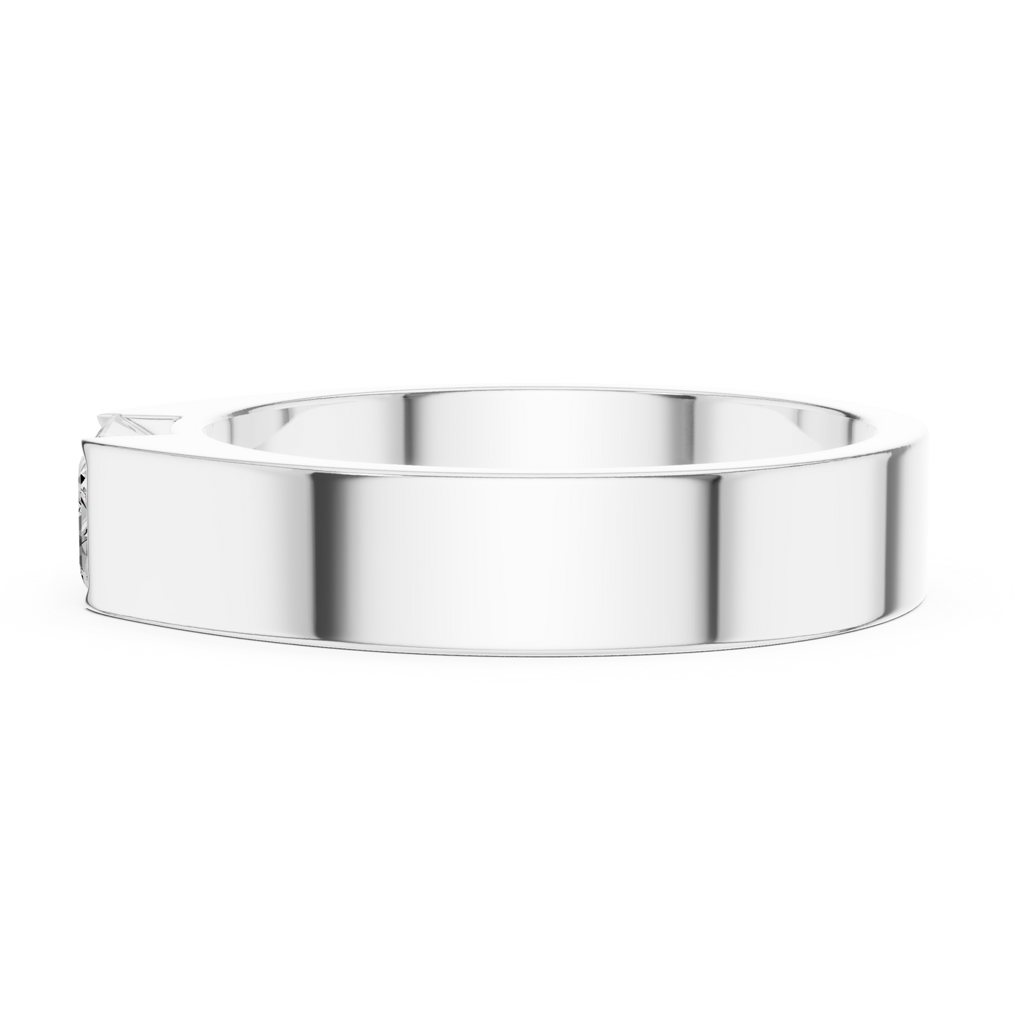 Men’s Emerald Cut Diamond Band Ring White Gold 