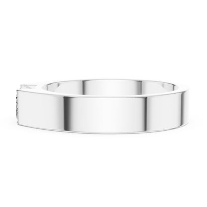 Men’s Emerald Cut Diamond Band Ring White Gold 