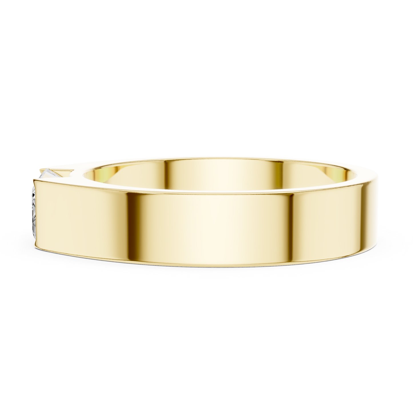 Men’s Emerald Cut Diamond Band Ring Yellow Gold 