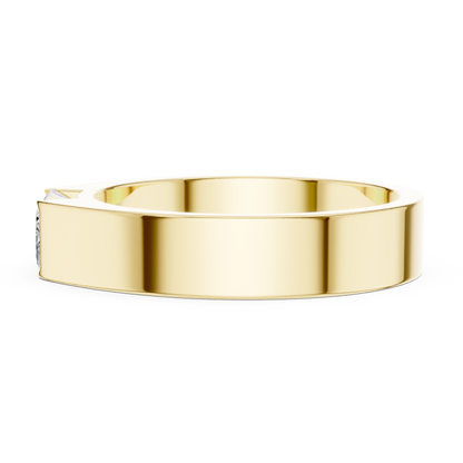 Men’s Emerald Cut Diamond Band Ring Yellow Gold 