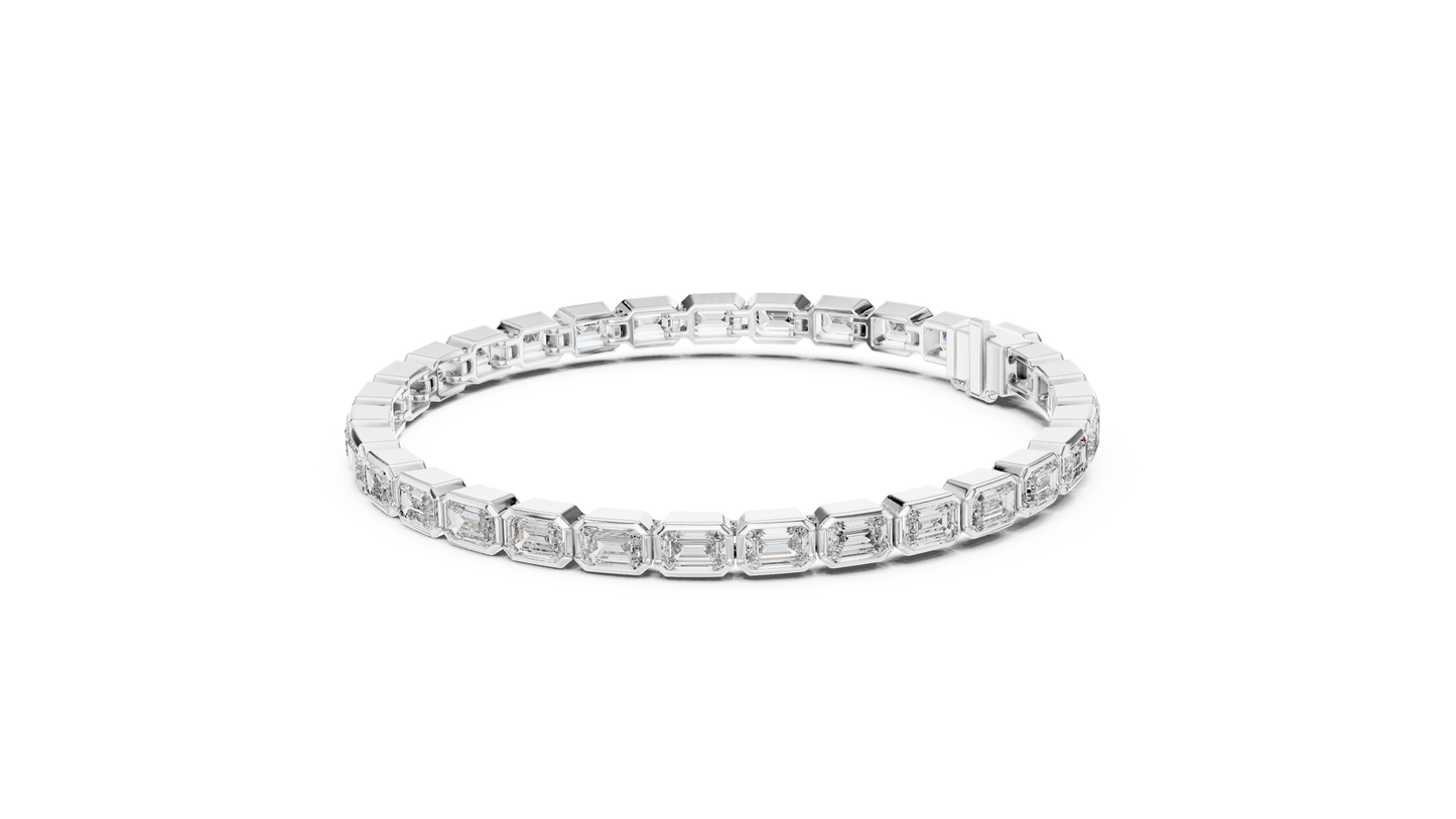 The Emerald Cut Bezel Diamond Tennis Bracelet
