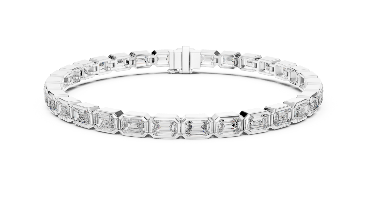 The Emerald Cut Bezel Diamond Tennis Bracelet