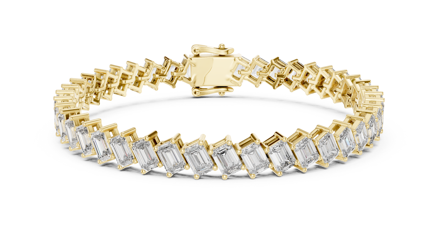 The Diagonal Emerald Cut Diamond Tennis Bracelet