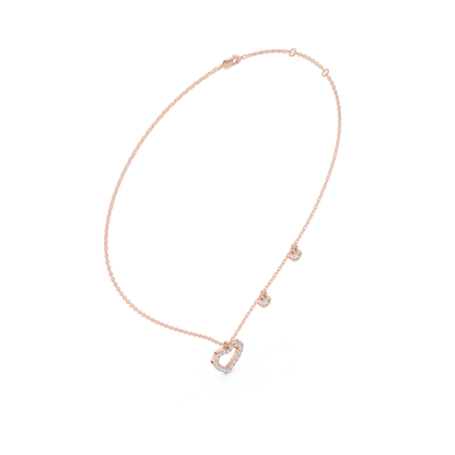 Diamond Heart Charm Necklace Rose Gold