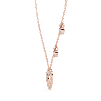 Diamond Heart Charm Necklace Rose Gold