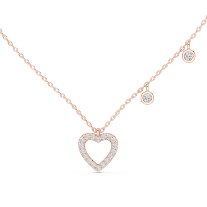 Diamond Heart Charm Necklace Rose Gold