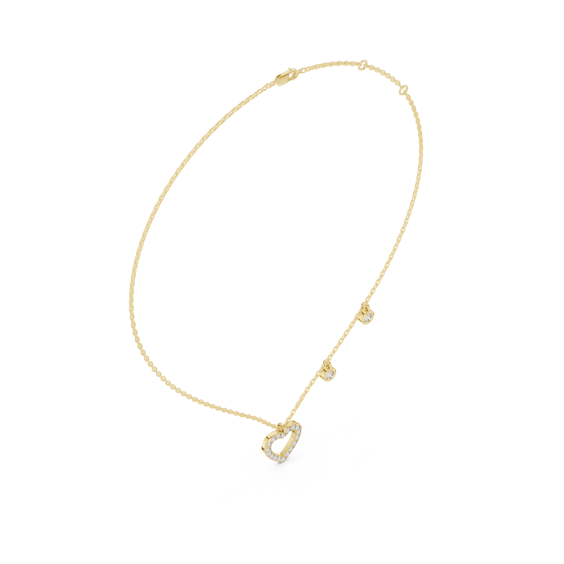 Diamond Heart Charm Necklace Yellow Gold