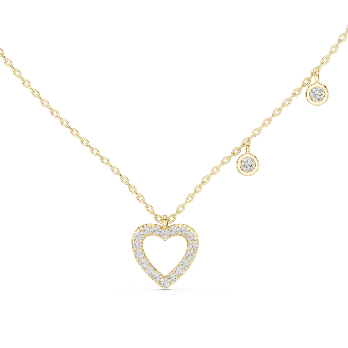 Diamond Heart Charm Necklace Yellow Gold