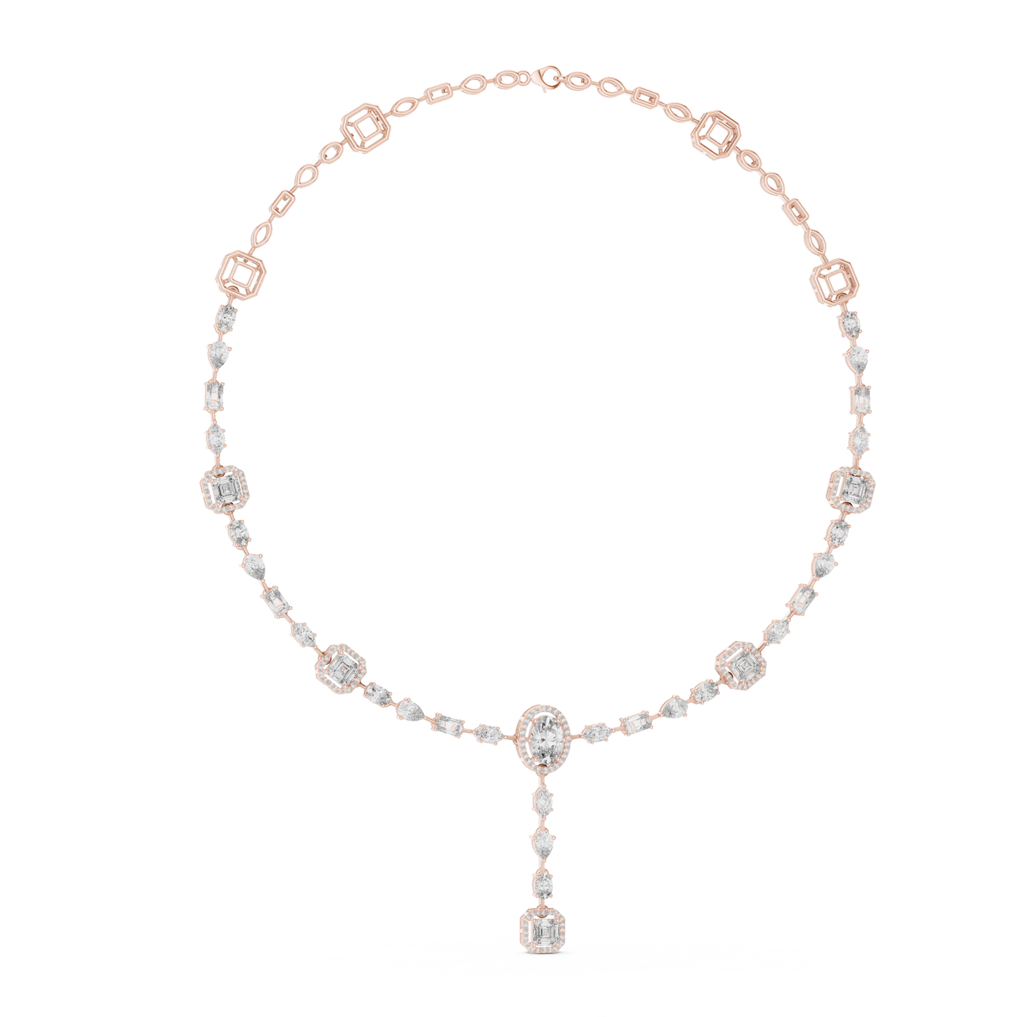 Elegant Diamond Drop Necklace with Oval Pendant