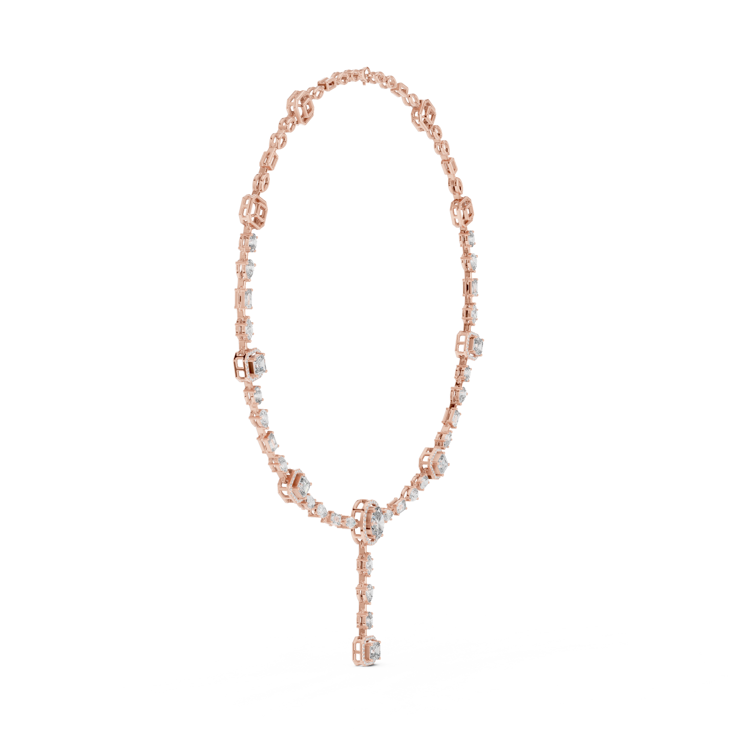 Elegant Diamond Drop Necklace with Oval Pendant