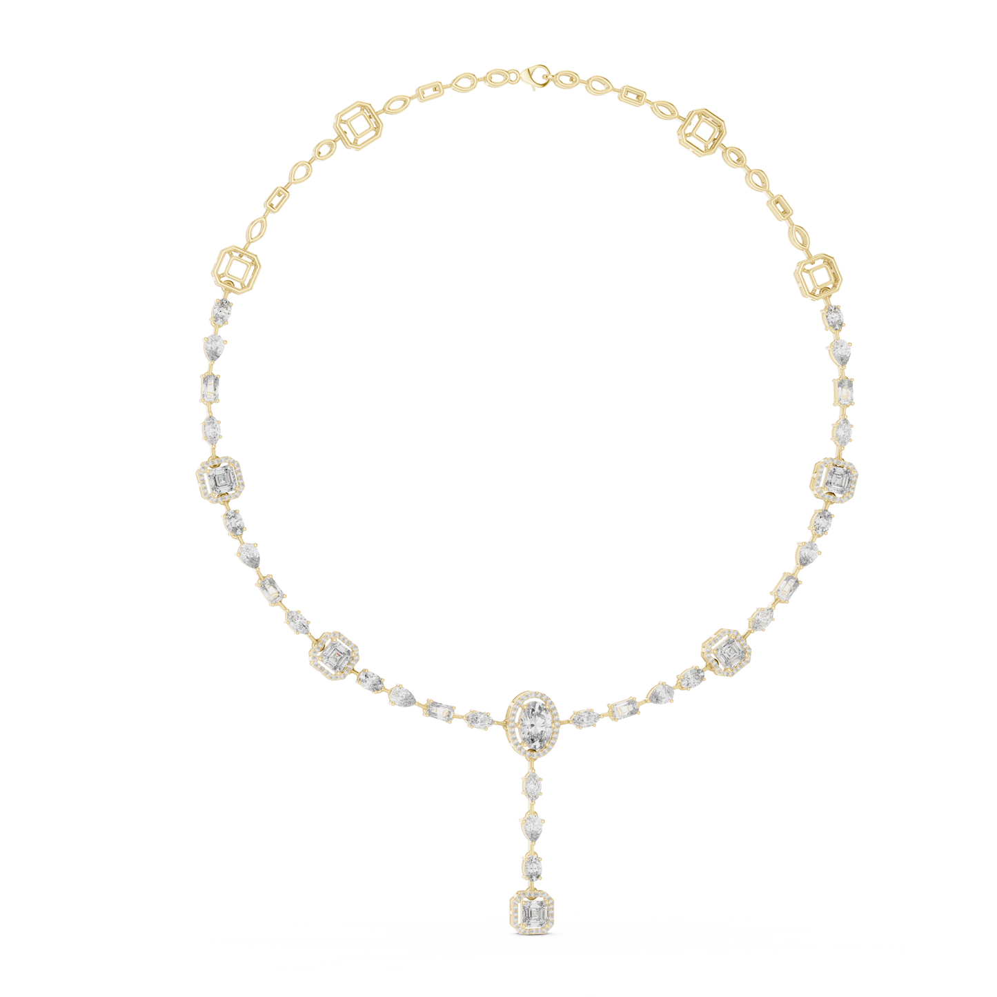 Elegant Diamond Drop Necklace with Oval Pendant