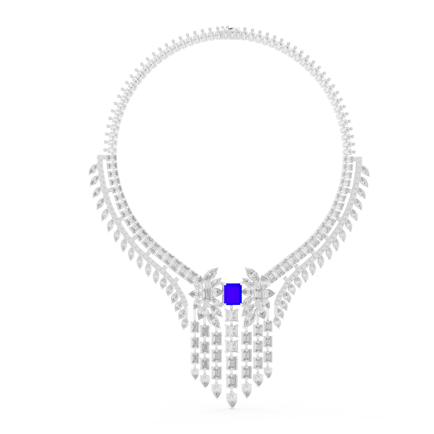 Royal Sapphire Statement Diamond Necklace