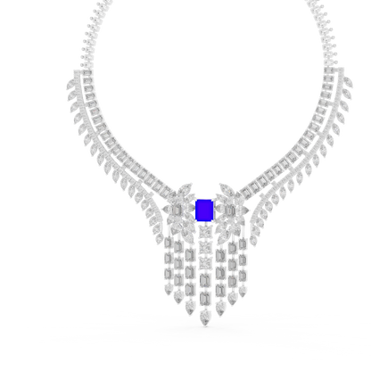 Royal Sapphire Statement Diamond Necklace