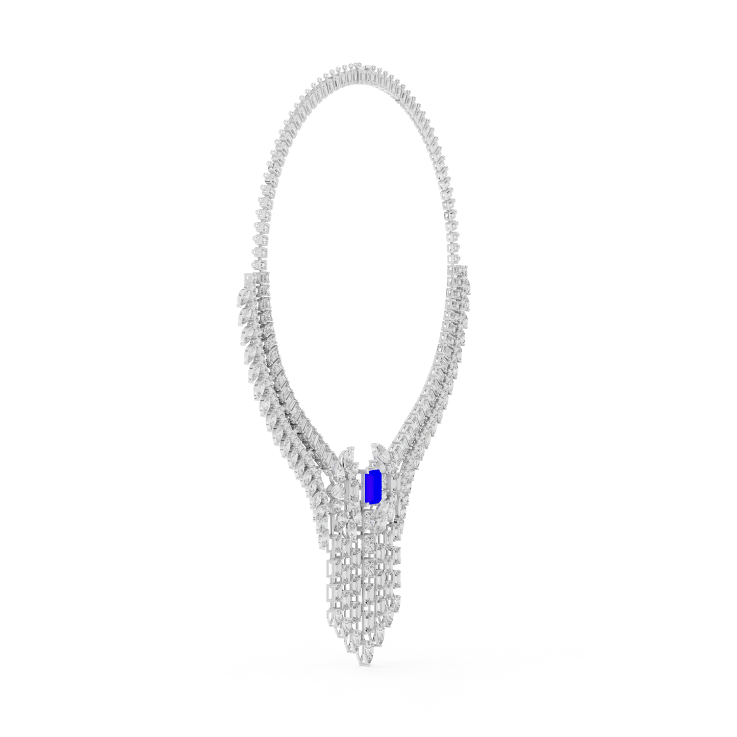 Royal Sapphire Statement Diamond Necklace