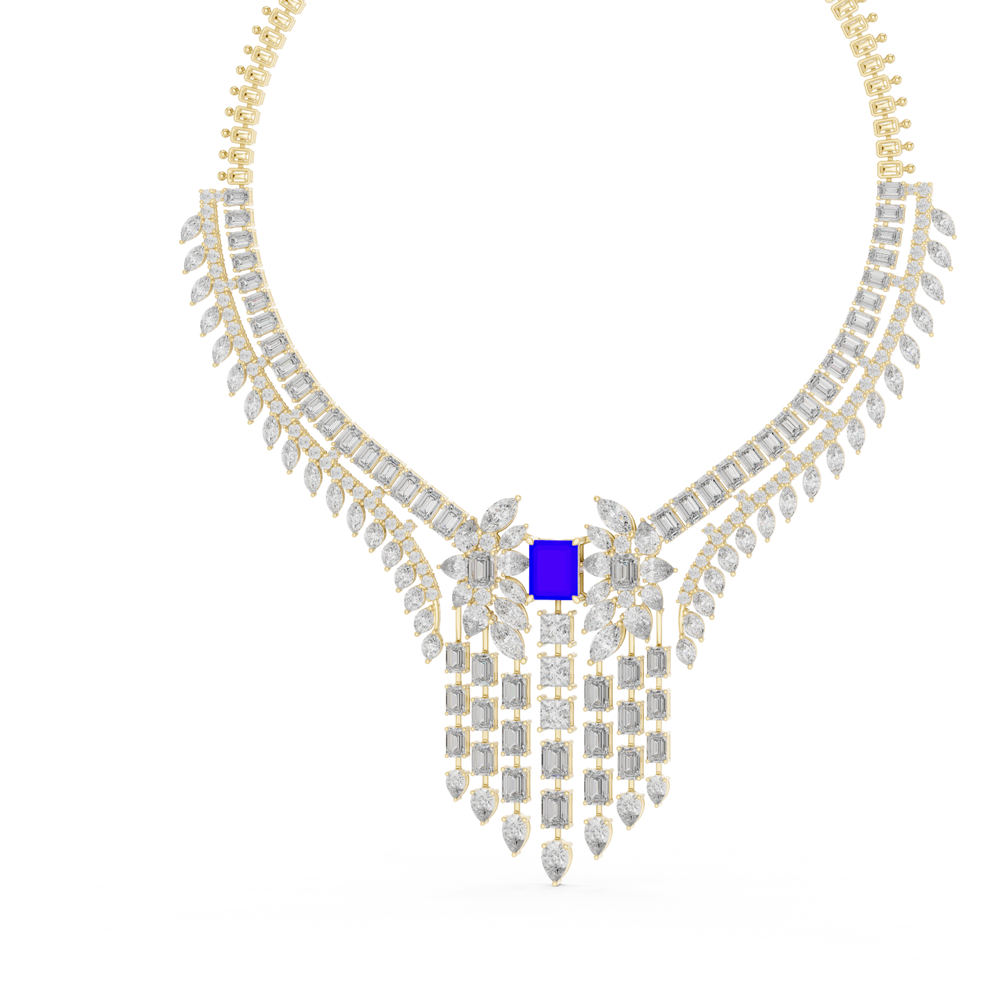Royal Sapphire Statement Diamond Necklace