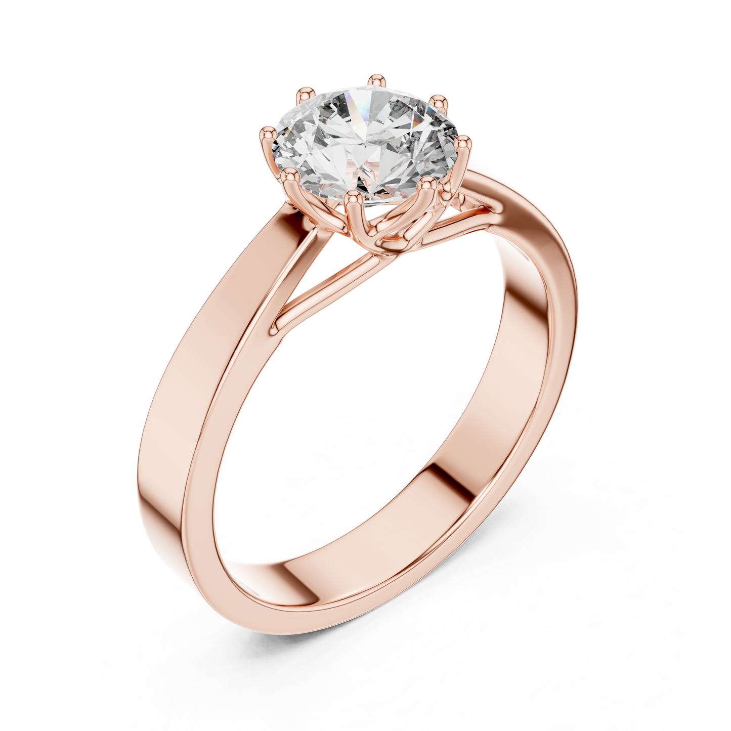 Classic Round Brilliant Solitaire Ring in 18K Gold or Platinum