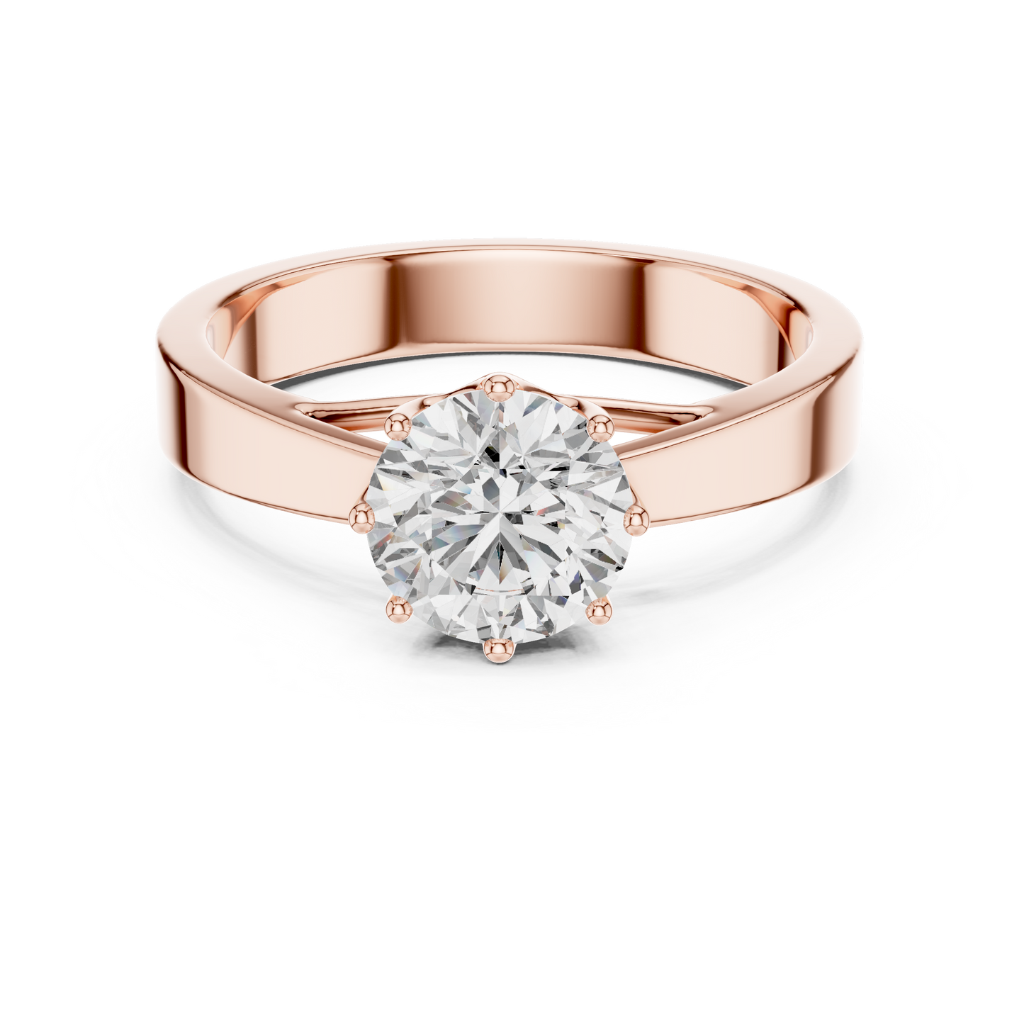 Classic Round Brilliant Solitaire Ring in 18K Gold or Platinum