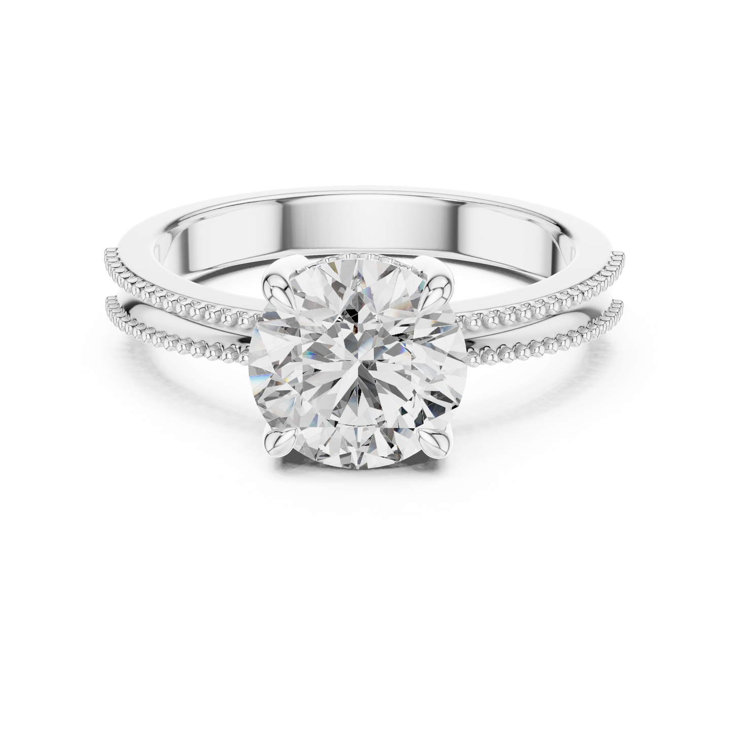 Vintage-Inspired Milgrain Solitaire Ring – Round Brilliant Cut Center Stone