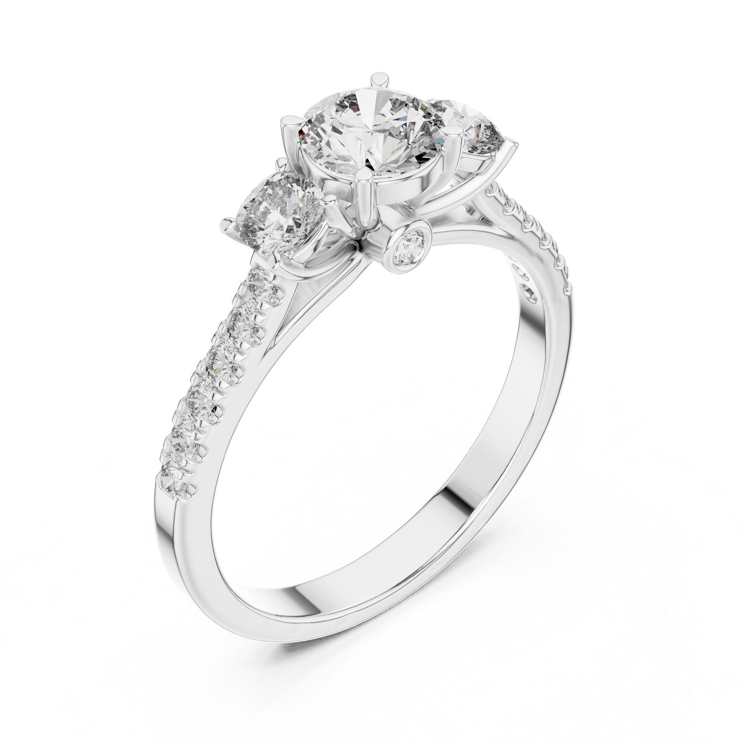 Classic Three-Stone Brilliant Round Cut Diamond Ring
