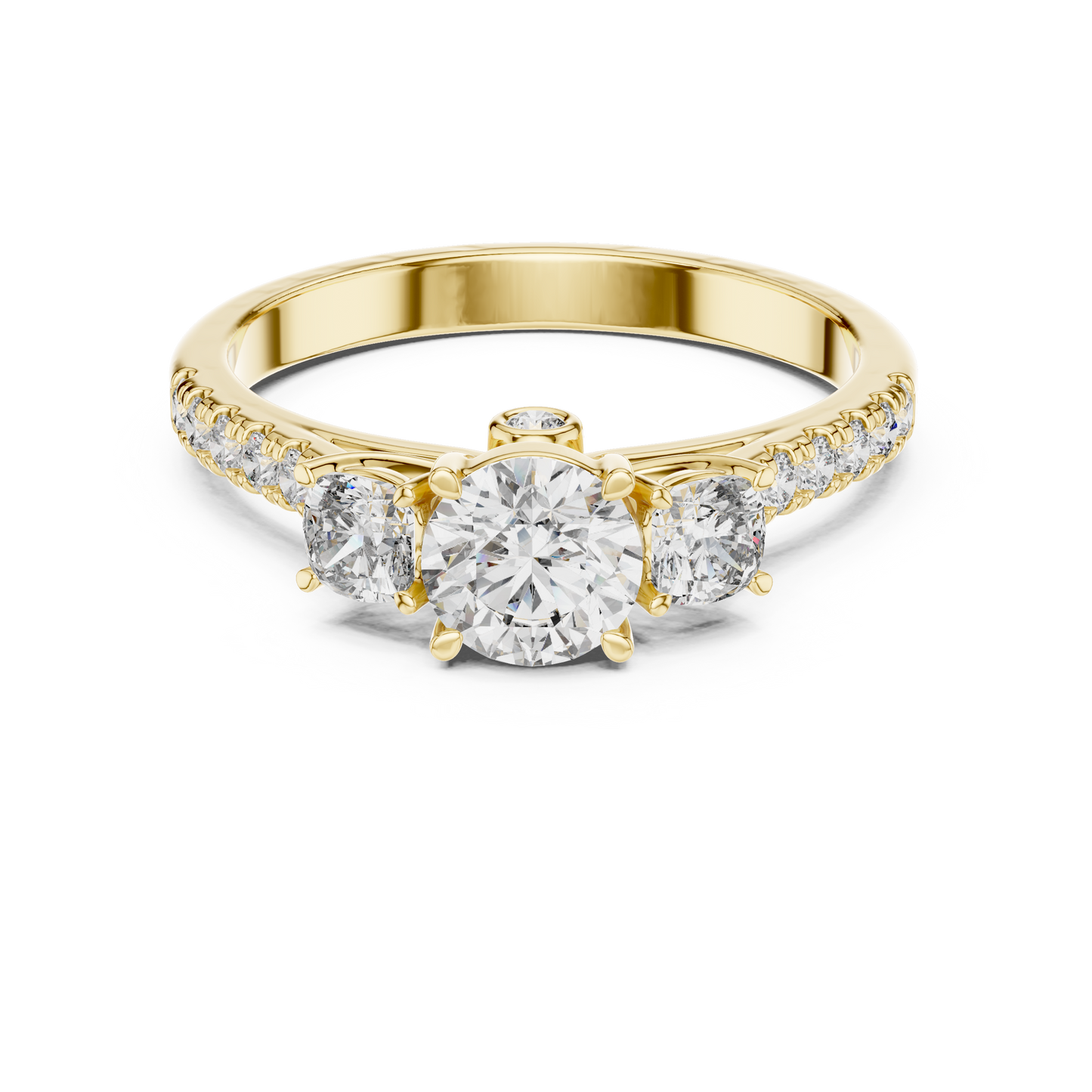 Classic Three-Stone Brilliant Round Cut Diamond Ring
